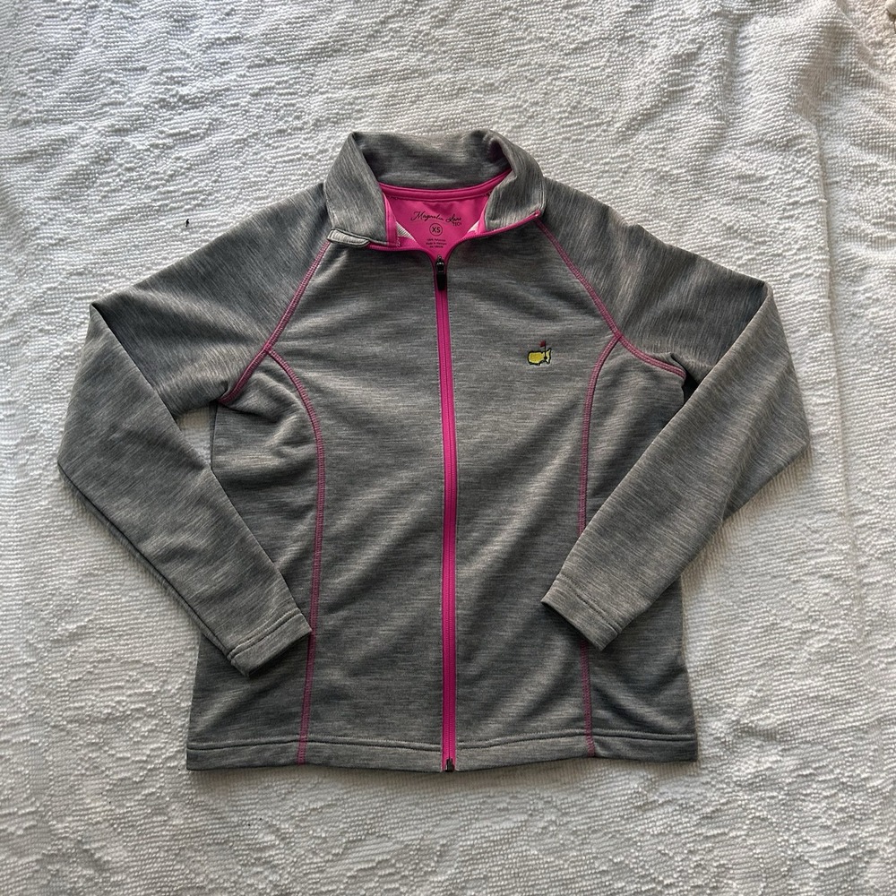 Magnolia Lane Womens Full Zip Jacket Tech Masters Augusta National‎ XS Gray Pink